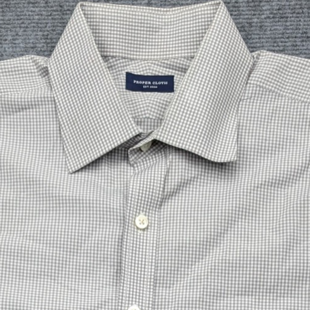 Proper Cloth Button Up Shirt Mens Medium Gray Plaid Career Capsule Preppy Event
